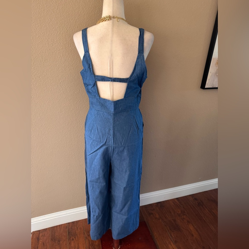 Stylish Blue Jumpsuit with wide leg - Picture 6 of 6